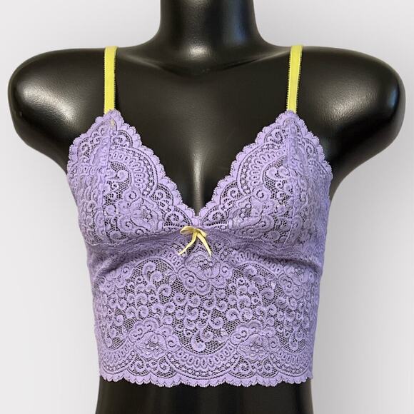Victoria’s Secret VINTAGE Longline Lace Bralette Womens M Purple Coquette Pastel - Picture 2 of 10